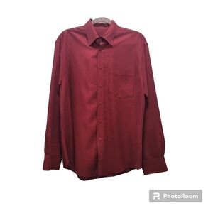Gorgeous Red Signature Bugatchi Uomo Button Down Collar Dress Shirt Size: Medium
